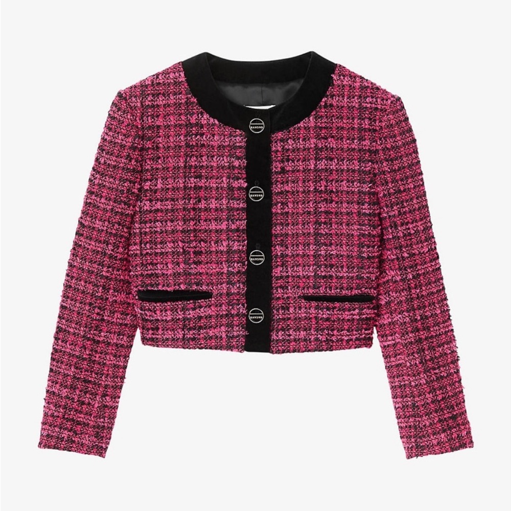 NWT Amarante Sandro Tweed & Jacket With Velvet Trim